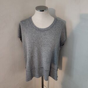 SIX FIFTY Gray Heathered Knit Dolman Sleeve‎ Tunic Top Shirt Womens Size L